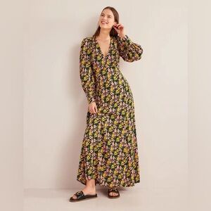 Boden Multicolor Floral Long Sleeve Dress
